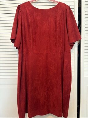 Eloquii Rust Red Suede-Look Midi Dress